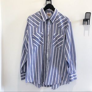 Ely Cattlemen Blue Striped Button Up Shirt